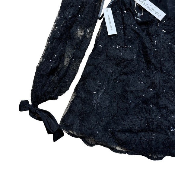 For Love & Lemons Black Kiersten Long Sleeve Mini Dress US XS - Picture 10 of 11